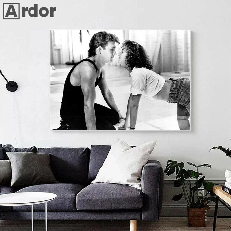 Czarno-biały plakat Pulp Fiction Film na płótnie malarstwo brudny taniec Film drukowany obraz nowoczesne zdjęcia ścienne dekoracja sypialni