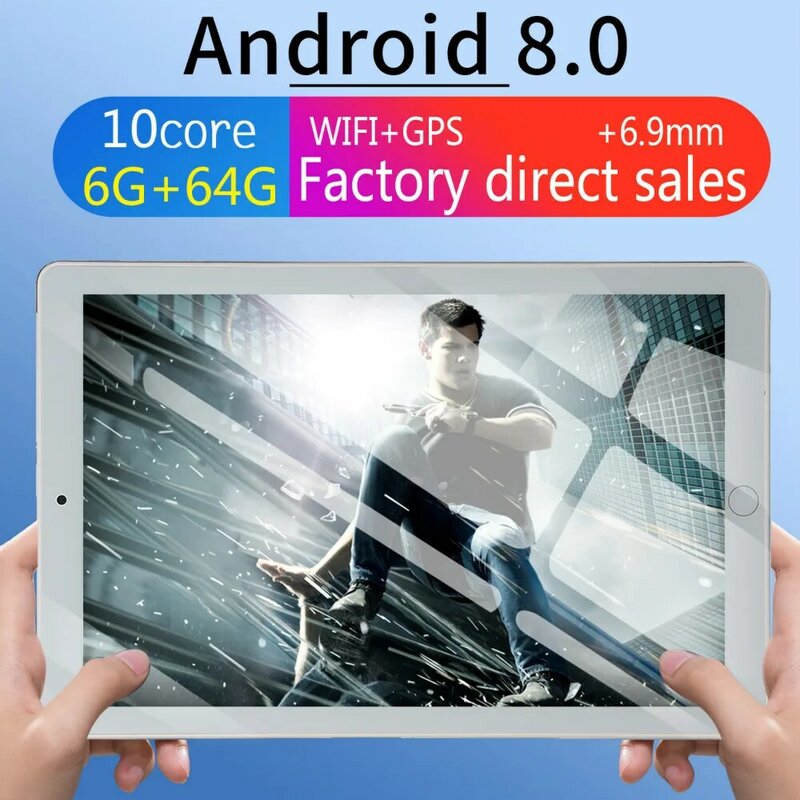 Tablette tactile de 10 pouces, Android 8.0, Octa Core, Ram de 6 go, ROM de 64 go, caméra de 5mp, Wifi, 4G LTE Pro, pc 2021
