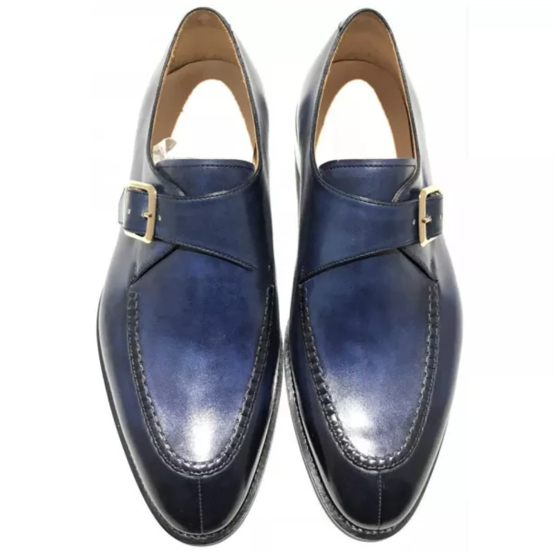 Scarpe eleganti da uomo con tacco basso a punta in tinta unita in PU fatte a mano nuove scarpe Casual All-match di tendenza classica XM117