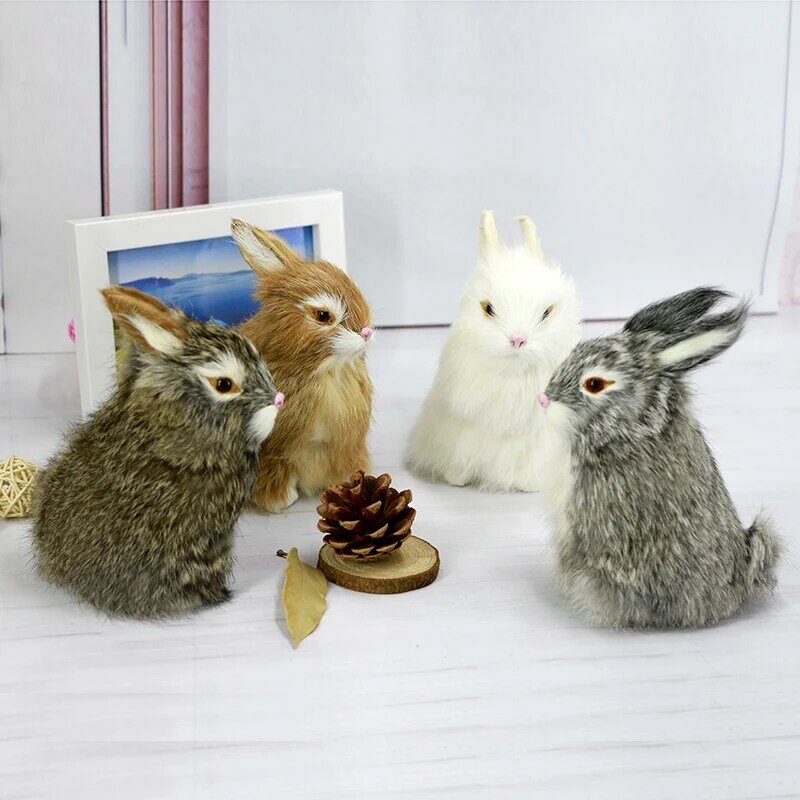 Mini Cute Rabbits/Chicks Plush Toys Fur Lifelike Animal Easter Bunny Simulation Rabbit Toy Model Birthday Gift Rabbit Doll