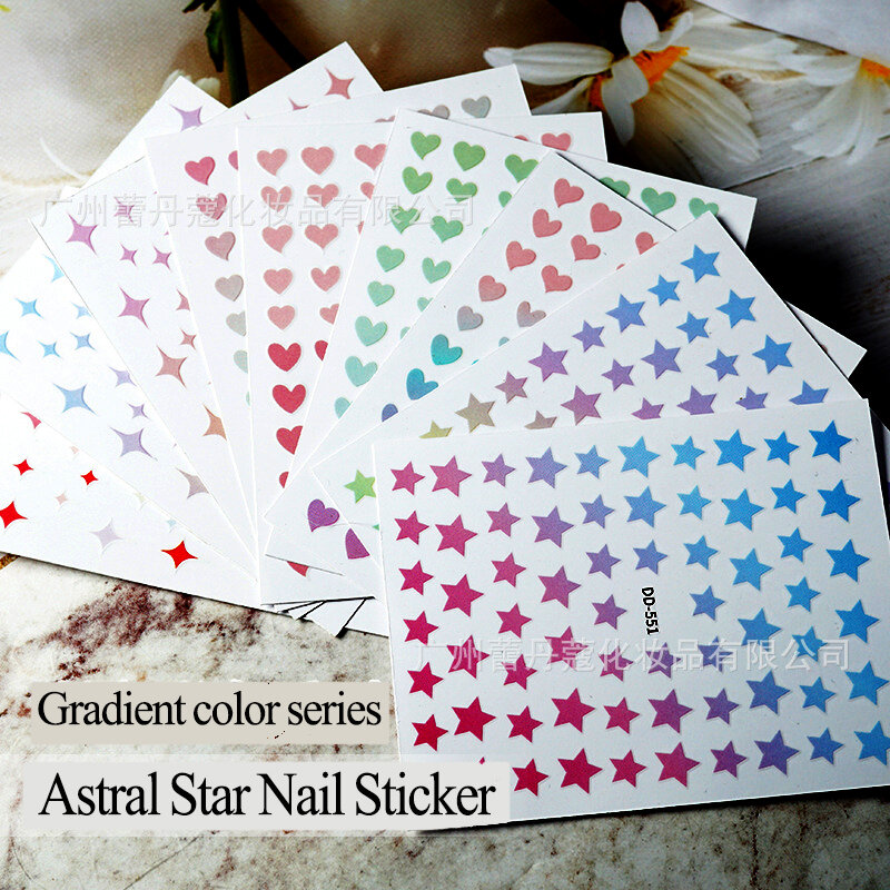 10Pcs Star Nail Sticker Transfer Nail Decal Ontwerpen Moon Star Nail Accessoires Manicure Decoratie Zelf Lijm Nail Strips