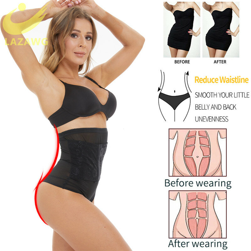 LAZAWG-bragas de cintura alta para mujer, ropa interior moldeadora de cuerpo, Control de barriga, levantador de glúteos, postparto