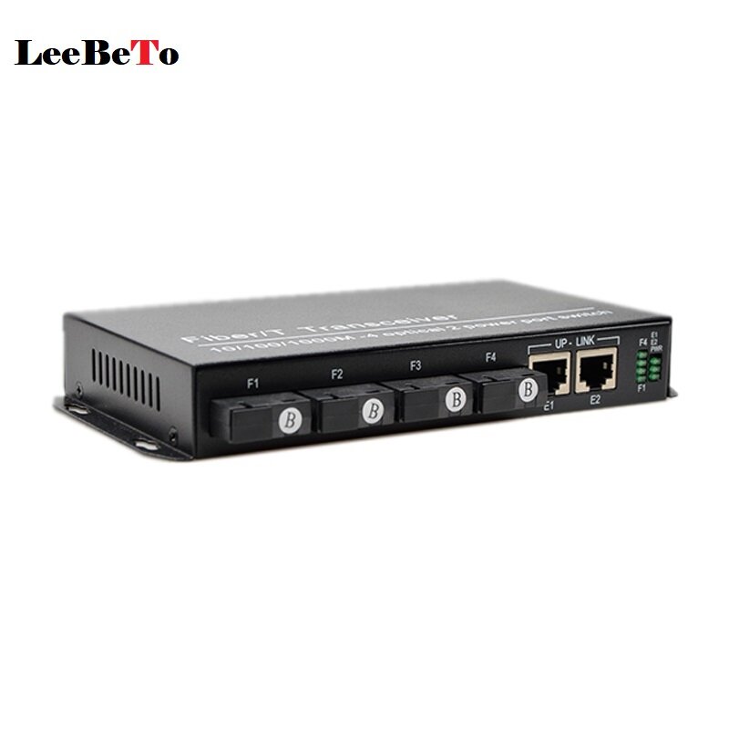 Commutateur Ethernet 10/100M, convertisseur de média Fiber optique 20KM, monomode, 2 Ports RJ45 et 4 Ports sc, émetteur-récepteur Fiber optique