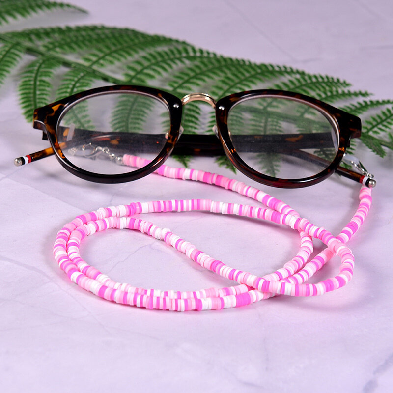 โบฮีเมียน Handmade ลูกปัดดินแว่นตากันแดดสำหรับผู้หญิงสีอะคริลิคแผ่นแว่นตาสร้อยคอสายคล้องแฟชั...