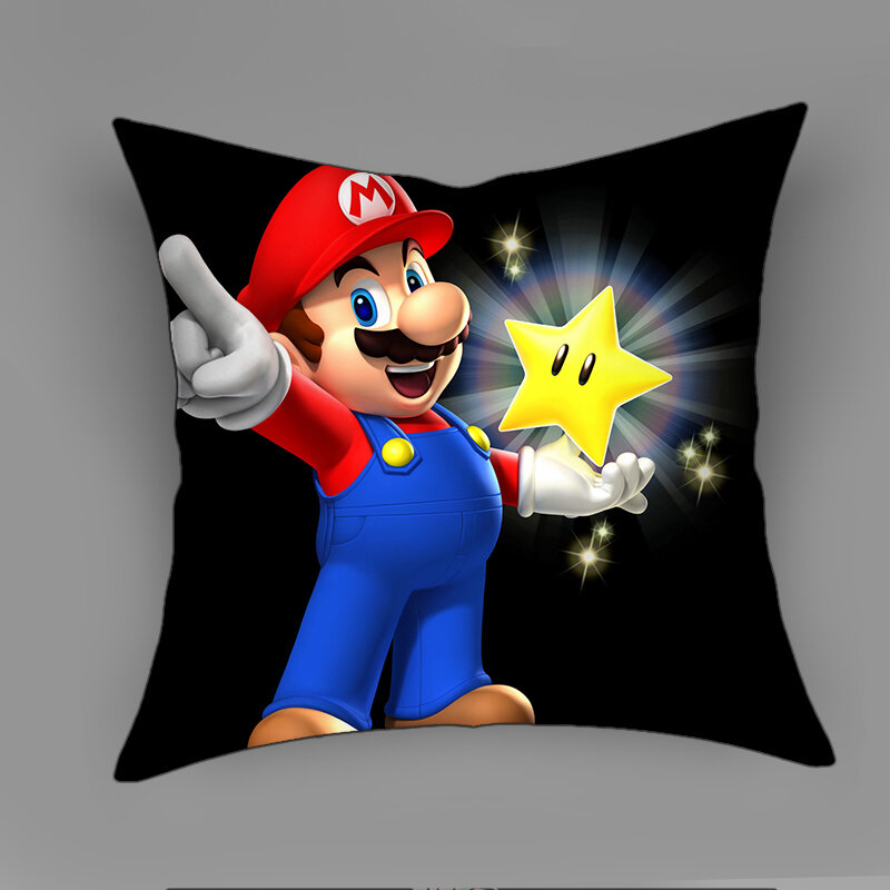 Funda de cojín suave de Super Mario para decoración del hogar, cubierta de almohada decorativa para sala de estar, dormitorio, sofá, 45x45cm