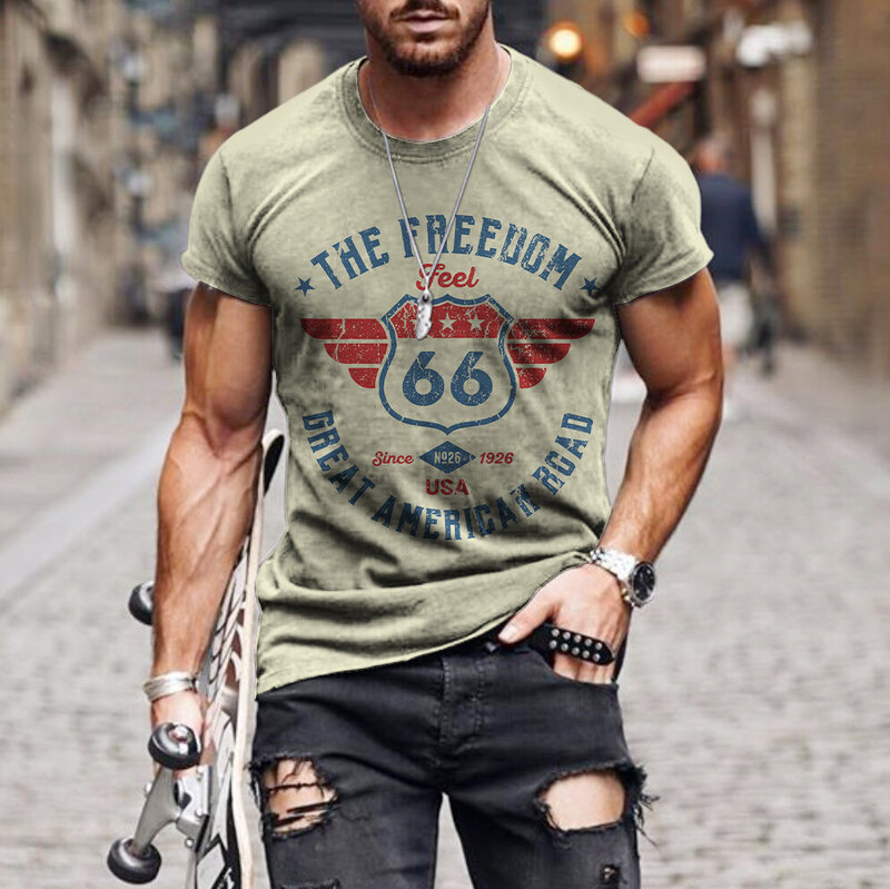 남성 캐주얼 3d 프린팅 반팔 패션 티셔츠, 여름