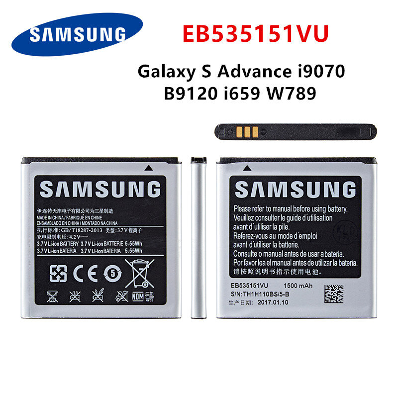 Оригинальный аккумулятор SAMSUNG EB535151VU 1500 мАч для Samsung Galaxy S Advance i9070 B9120 i659 W789, Сменный аккумулятор для телефона