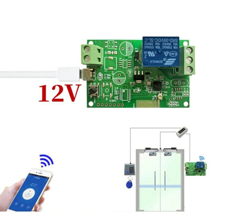 Jog self-lock Smart WiFi Wireless Switch Relay Module by Smartphone Control for Garager Door Opener