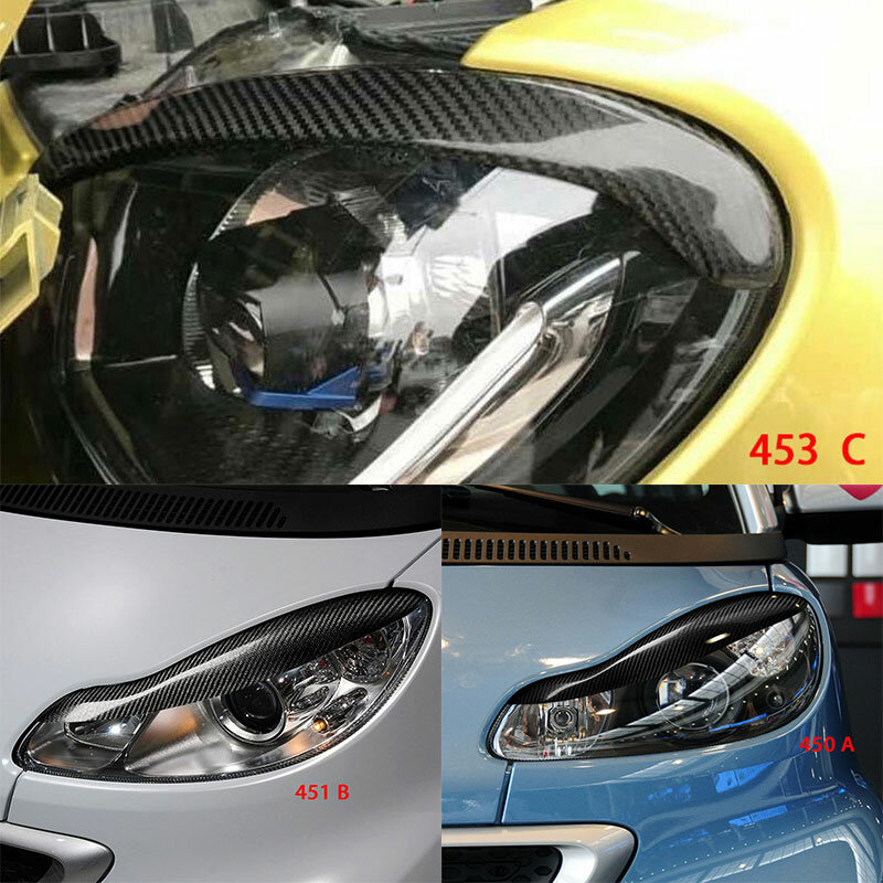 Auto Licht Augenbraue Aufkleber Scheinwerfer Carbon Faser Dekoration Shell Für Smart Fortwo Forfour 450 451 453 Änderung Zubehör