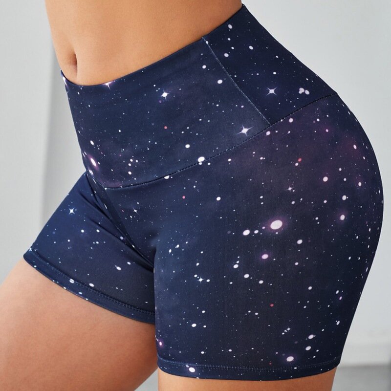 Mulheres de cintura alta energia sem costura shorts push up hip calções de ginástica de fitness esportes shorts 4 cores galaxy impressão shorts