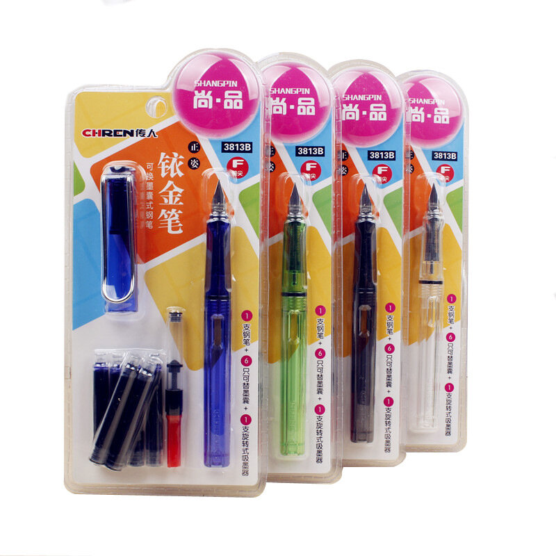 Qualidade de luxo postura correta f nib caneta conjunto escritório escola artigos de papelaria suprimentos tinta canetas transparente moda cor