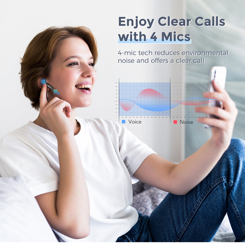 Mpow X3 Headphone Nirkabel Earphone Bluetooth Noise Cancelling Aktif dengan 4 Mikrofon 27H Pemutaran Earbud ANC TWS untuk Ponsel Pintar