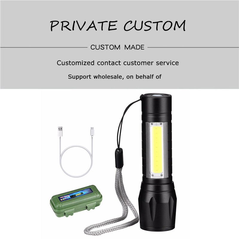 Senter LED Isi Ulang USB Baterai Bawaan XP-G Zoom 2000 Lumen Lampu Obor 3 Mode Pencahayaan Lampu Berkemah Tahan Air