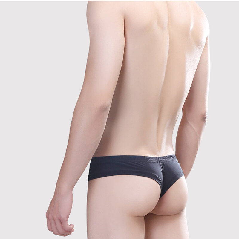 Mens Underwear Silky Breathable Sports Sexy Convex Thin Ice Silk Exposed Half Hips Low Waist Male Small Boxer Pouch Bikini