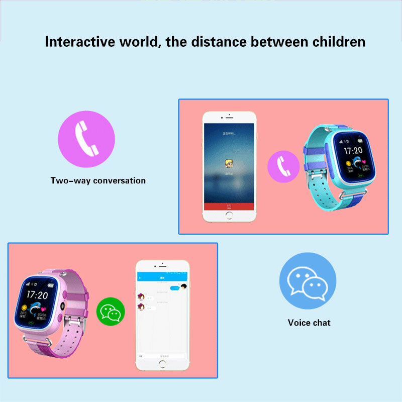 子供のスマートウォッチのタッチスクリーンポンド写真ポジショニング電話コール英語言語サポート