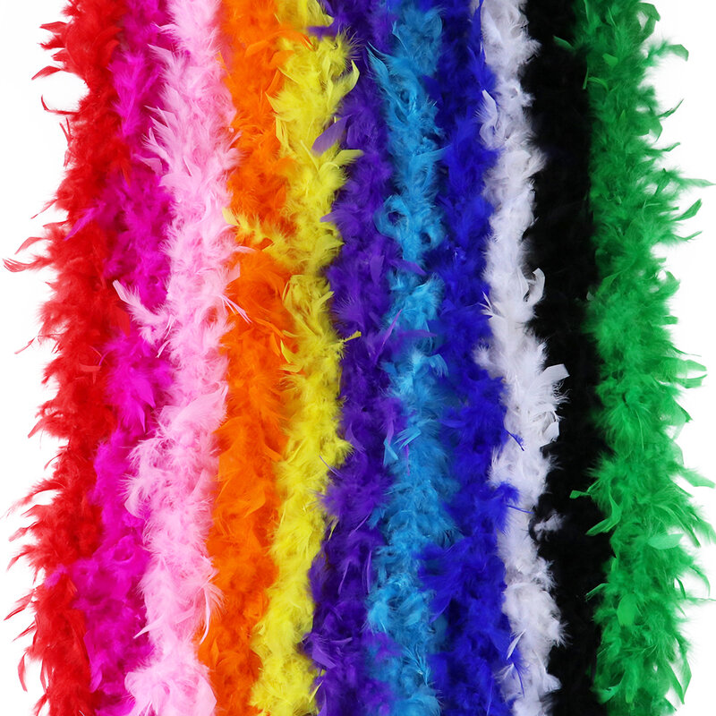 2 metri Boa di piume di tacchino soffice naturale 38-40 grammi sciarpa di piume di alta qualità per artigianato decorazione di cerimonia nuziale accessori scialle