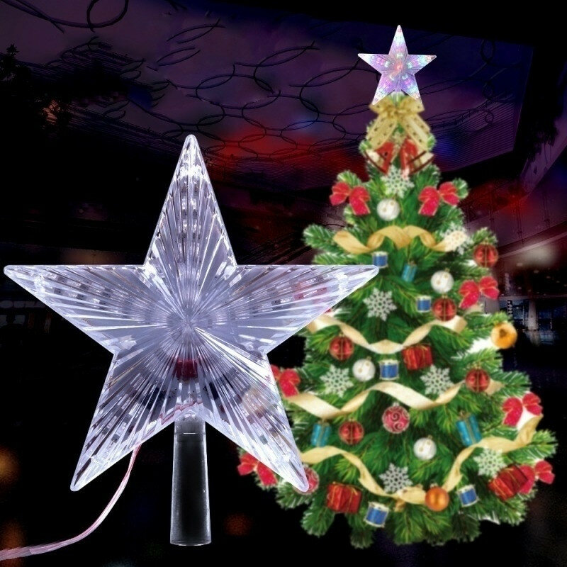 Árbol de Navidad Topper, lámpara de estrella que cambia de Color, enchufe de la UE y EE. UU., decoración de fiesta en casa, iluminación de vacaciones