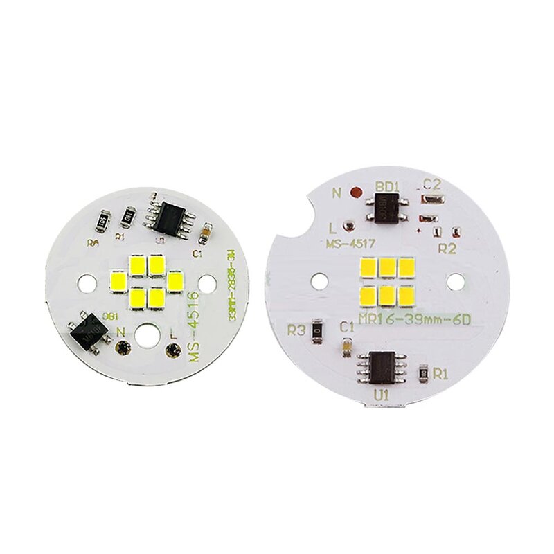 10Pcs/Lot 220V LED Chip 5W Constant Current  Linear Drive-free Light Source Board 33mm 39mm Lamp Board mr11 mr16 For Lamp Cup