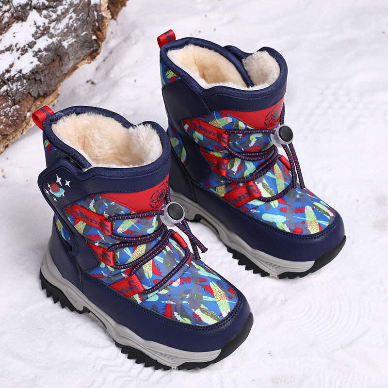 Детские зимние ботинки, модные повседневные ботинки для мальчиков из чистого хлопка с бархатной подкладкой, теплая детская спортивная обув...
