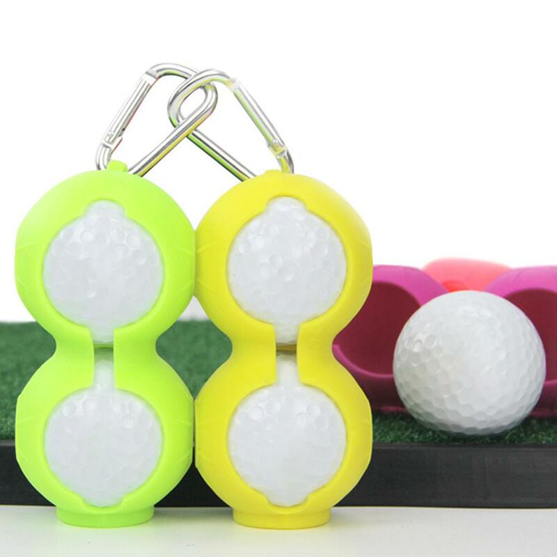 2PCS Carabiner golf balls Protect case Holder Double Cover Silicone Sleeve Golf Ball Cover Golf Fitness Sport Accessoires