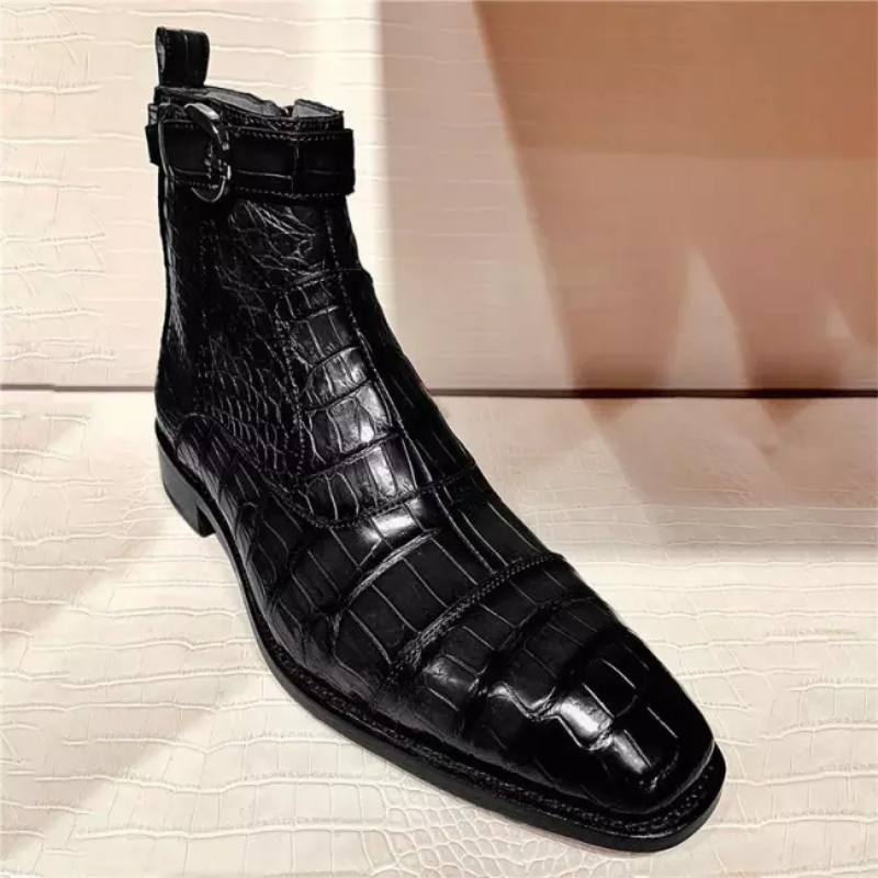 Botas para trabajo con hebilla De cuero para Hombre, calzado Vintage informal, clásico, Formal, Chelsea, ZQ0219