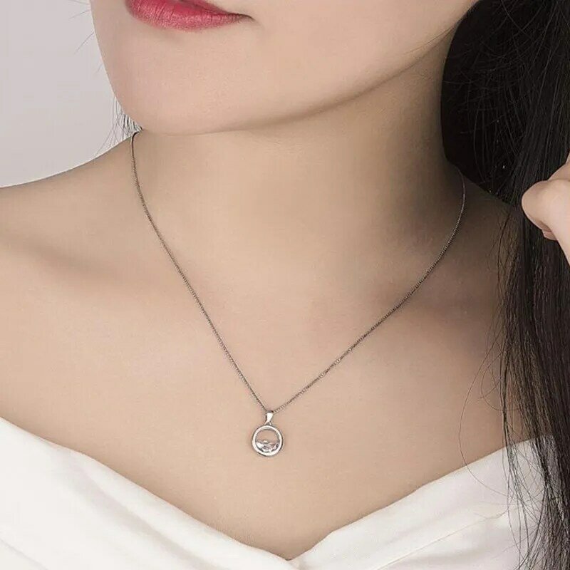 NEHZY – collier en argent sterling 925 pour femmes, pendentif rond en cristal zircon de haute qualité, simple et rétro, 45CM, à la mode, nouvelle collection