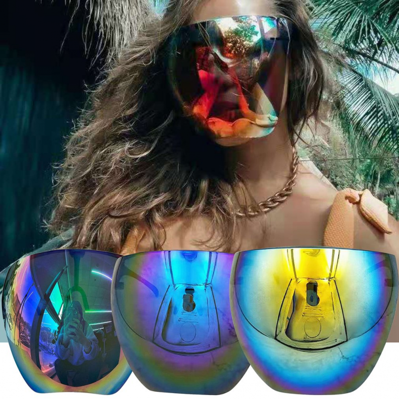 Wysokiej jakości nowość pełnotwarzowe wielokolorowe okulary z odpinanym mostem nosowym spolaryzowane wielkie lustro okulary przeciwsłoneczne duża maska