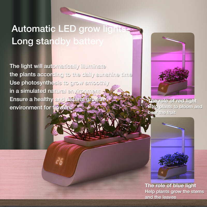 Светодиодная лампа для выращивания растений, автоматическое поливание без земли, система для гидропонных систем, умный многофункциональны...
