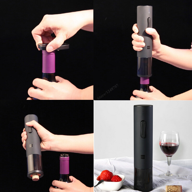 Xiaomi Huohou Opener automatyczna butelka czerwonego wina otwieracz do kapsli szybka karafka zestaw elektryczny korkociąg korkociąg z aluminiowym nożem