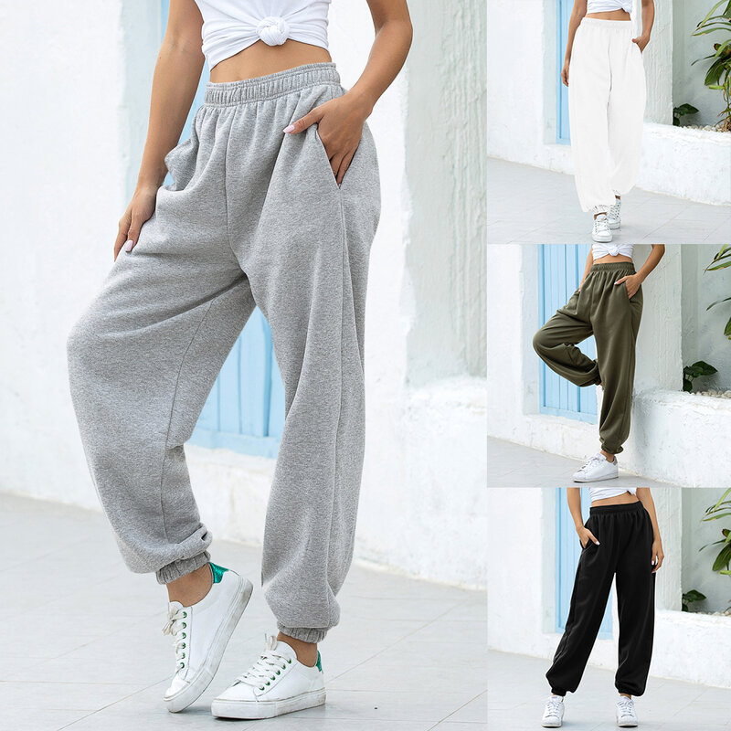 Luźne biegaczy szerokie nogawki spodnie dresowe spodnie damskie Plus Size miękkie spodnie z wysokim stanem Streetwear koreańskie Casual spodnie do jogi