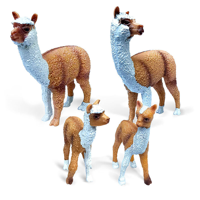 Figuras de acción de animales del Zoo para niños, Juguetes Educativos de plástico sólido, modelo de simulación de Alpaca
