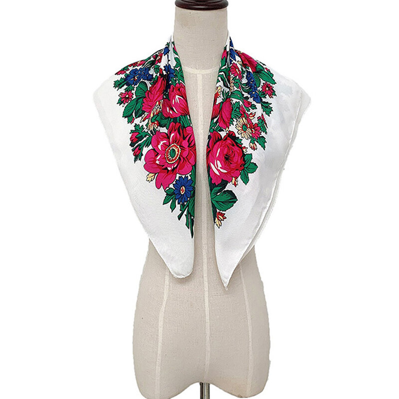 2021 Women Spring Winter Folk-custom Flower Print Scarf Warm Cashmere Scarves Shawls Neck Bandana Lady Travel Wrap Scarve