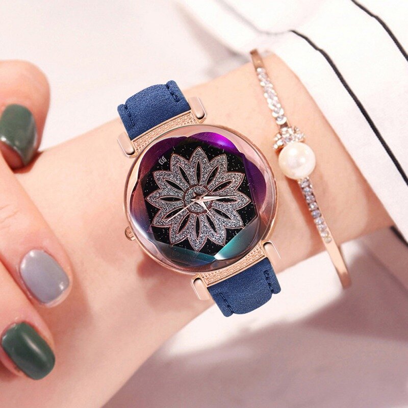 Damski zegarek kwarcowy klamra magnetyczna Starry Sky zegarek z kwiatami luksusowy damski zegarek kwarcowy ze stali nierdzewnej damski zegarek na rękę