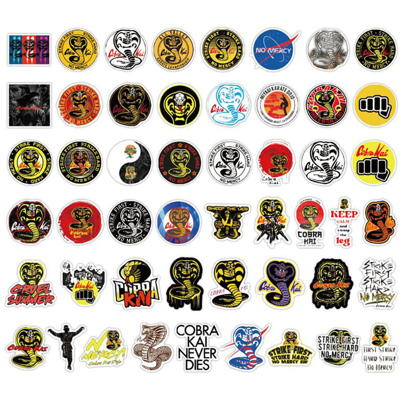 Autocollants de la série TV Cobra Kai, étiquette de moto, bagage, guitare, Skateboard, Cool, Graffiti, cadeau pour enfants, 10/30/50 pièces