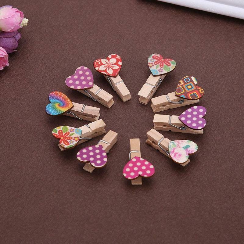 Pinces à linge en bois en forme de cœur d'amour, 50 pièces, Mini pinces à cartes Photo, DIY bricolage, décoration de mariage