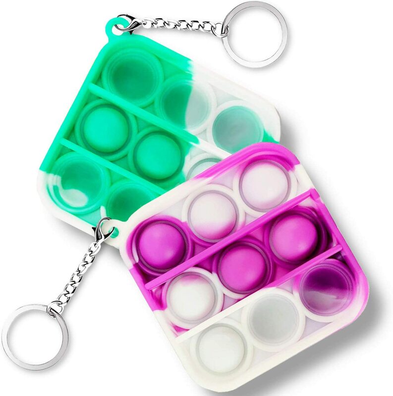 Mini Simple Dimple Fidget Toy Push Pop Bubble Sensory Relief Keychain Soft Silicone Stress Reliever Office Desk