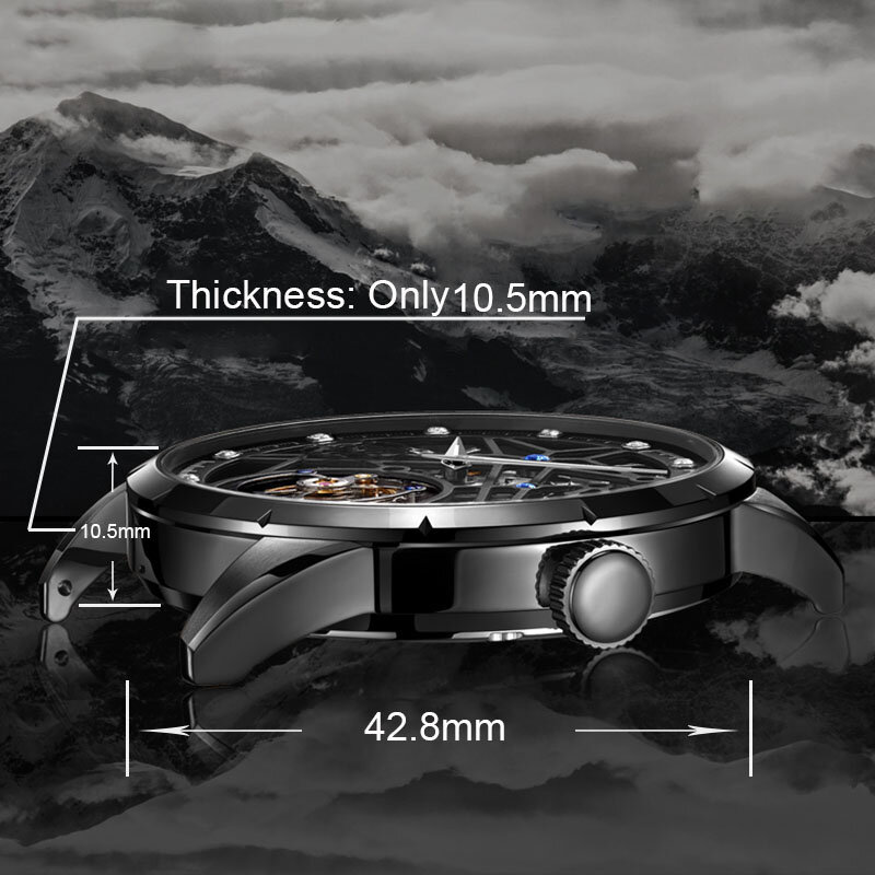 Sapphire Hollow Men's Real Tourbillon Mechanical Watch 2021 Luxury Movement Men's Atmospheric Watch Lucky Clock Tourbillon