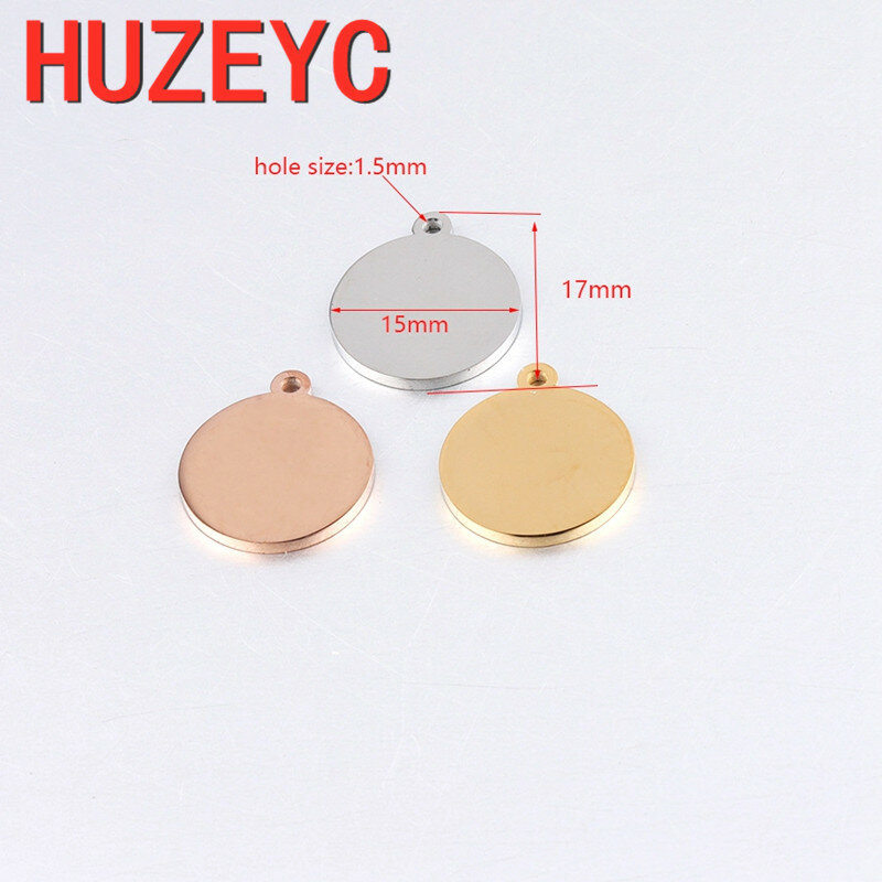 5pcs/Lot 10-25mm Stainless Steel Disc Pendant New Trend High Polish Round Charm Necklace Laser Engraving Marking DIY Jewelry