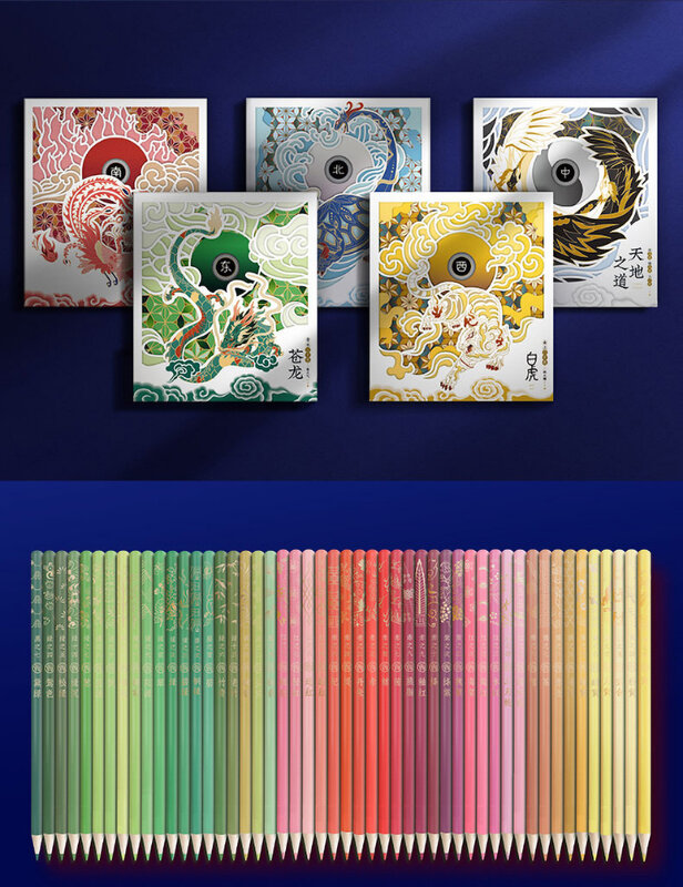 전문 100 중국 스타일 유행 전통 오일 컬러 연필 스케치 드로잉 세트 피닉스 색칠 컬러 연필 미술 용품