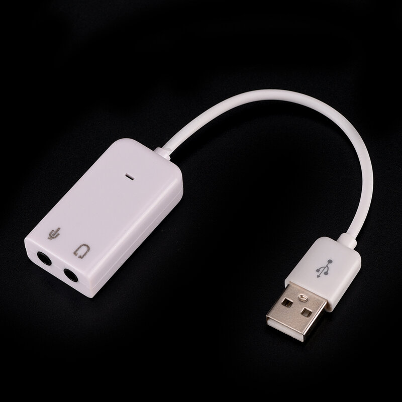 USB 2.0 가상 7.1 채널 외부 USB 오디오 사운드 카드 어댑터 사운드 카드 흰색 노트북 PC Mac 용 케이블 3D 고품질
