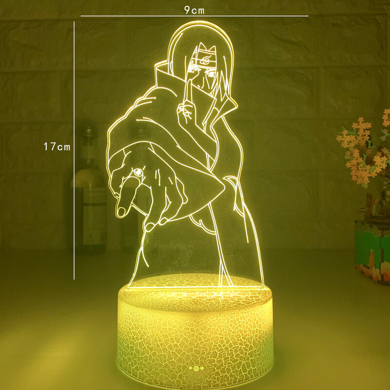 Lampa iluzoryczna 3d Itachi Uchiha rysunek dotykowy czujnik Nightlight do dekoracja do pokoju dziecięcego fajny prezent dla dziecka Led lampka nocna Naruto