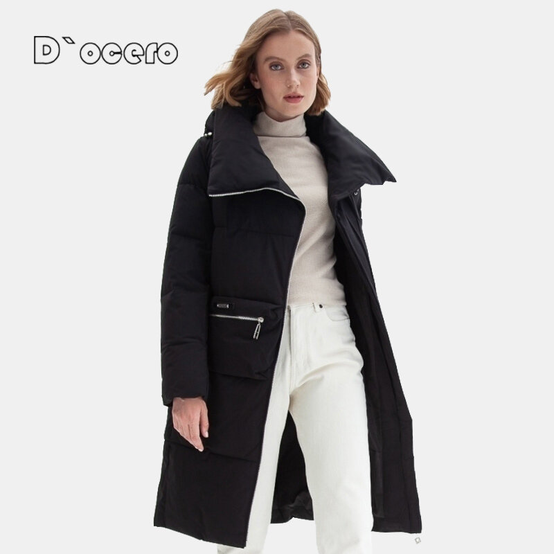 Женское зимнее пальто ocero 2021, простая модная длинная куртка, Женская Профессиональная парка, теплое пальто большого размера, верхняя одежда ...