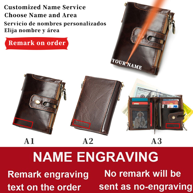 Dascusto GPS Record Engraved Custom Name Smart Wallet Vintage Genuine Leather Credit Card Holder With Photo Pocket Men Purse