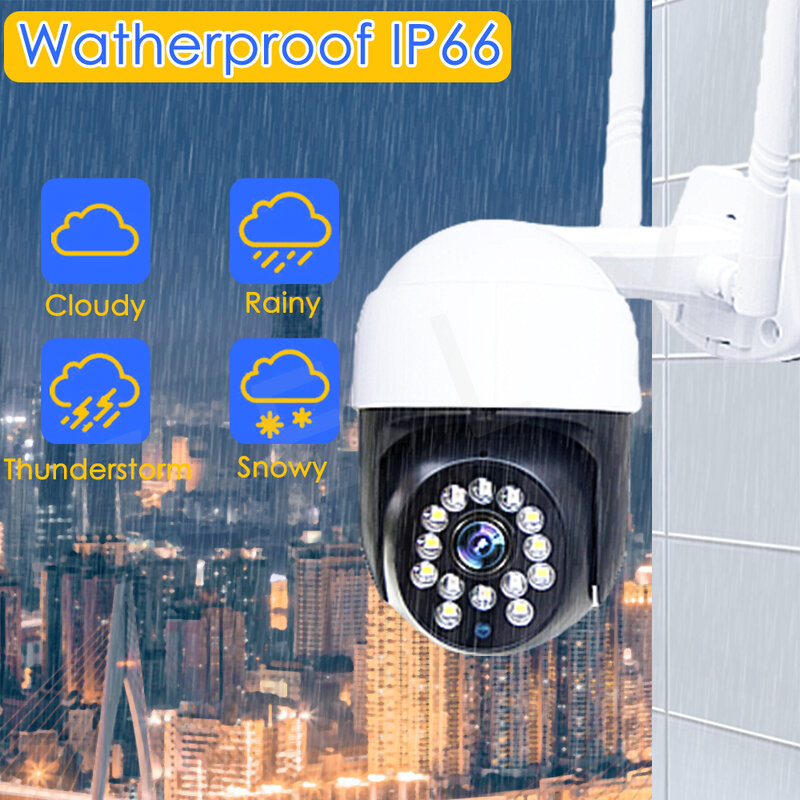 Câmera IP de vigilância por vídeo 5MP WiFi 1080P Mini PTZ CCTV sem fio Câmera de segurança externa com rastreamento automático 4X remoto com zoom digital