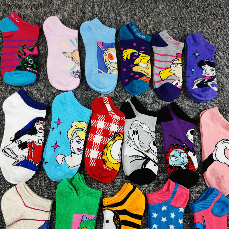 Носки ALYDamei с мультяшным рисунком, короткие носки-лодочки, креативные носки, 5 пар