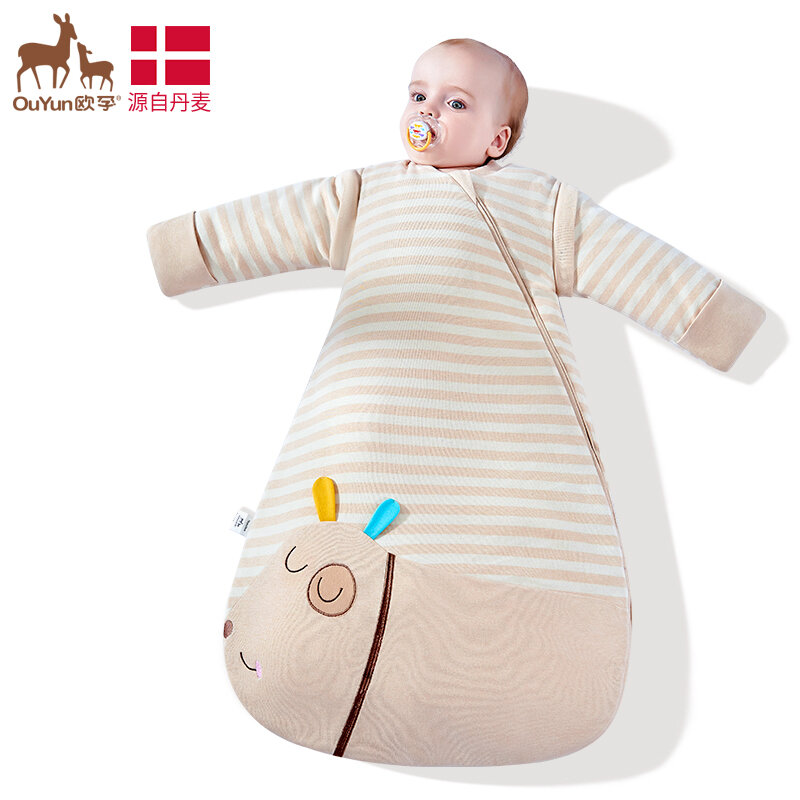 Ouyun Bayi Kantong Tidur Bayi Satu Piece Tidur Tas Tebal Kantong Tidur 0-2 Tahun Bayi Anti Menendang kantong Tidur Bayi