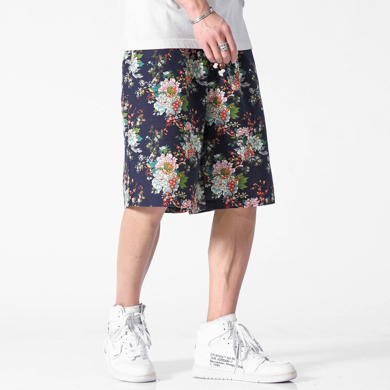 SHAN BAO Loose Straight Lightweight Beach Shorts 2021 Summer Classic Style Print Trend Men's Fashion Thin Casual Shorts