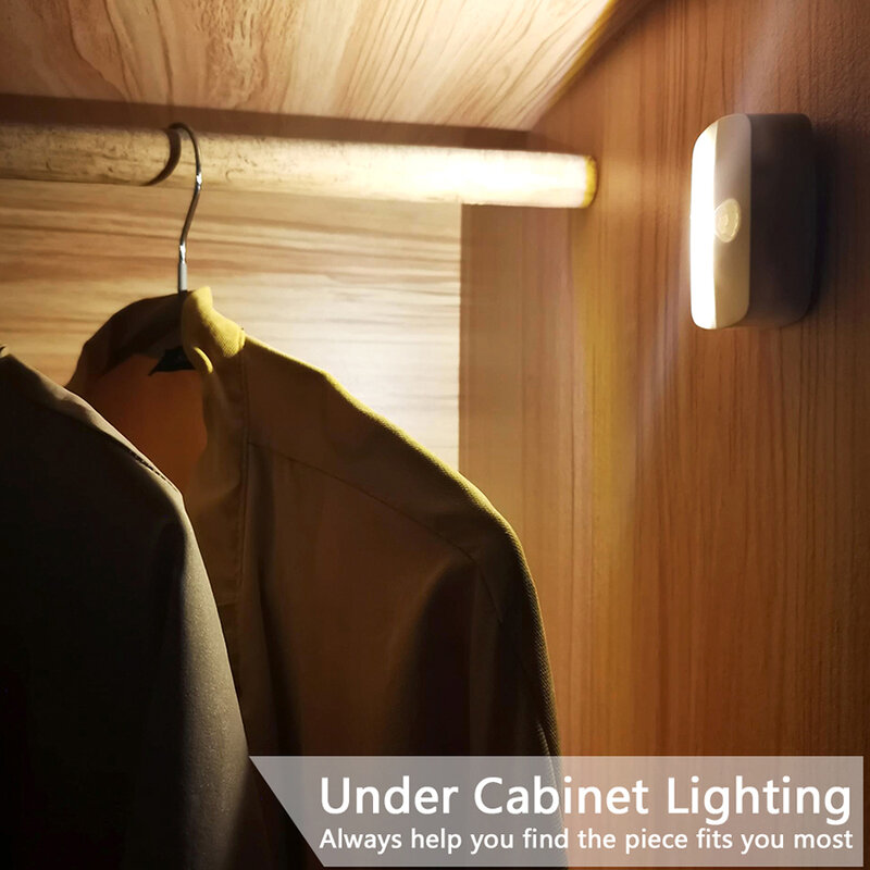LED Motion Sensor Light Battery Operated Wireless Wall Lamp Night Light No Glare Corridor Closet LED Cabinet Door Light