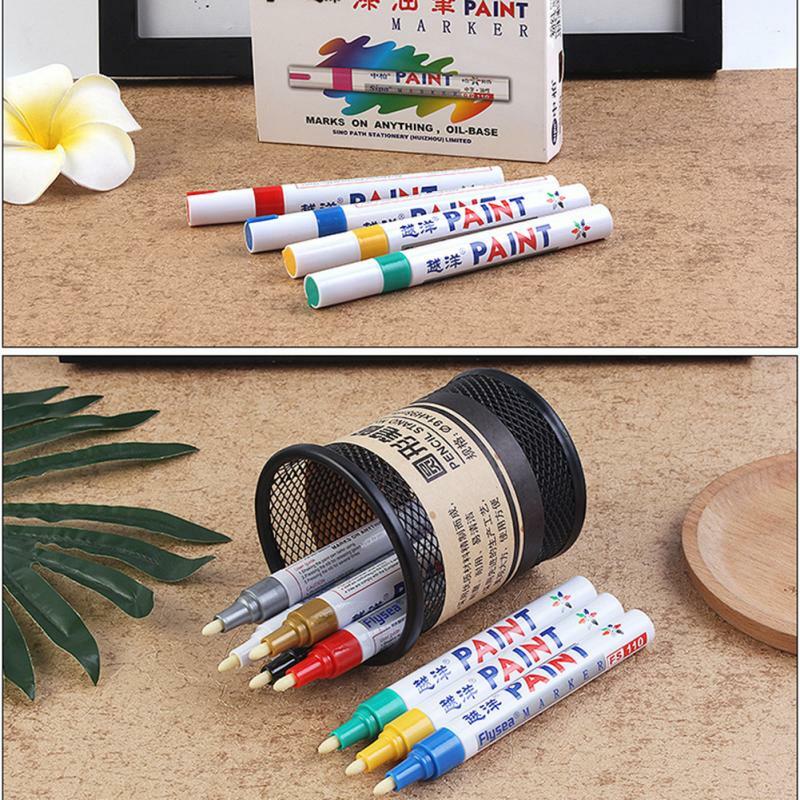 12 cores caneta marcador de pintura à prova dwaterproof água pneu carro piso cd metal permanente tinta marcador graffti oleoso macador caneta papelaria