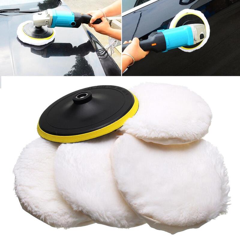 Soft wool polishing pad + sticky roller pad polishing disc, car furniture cleaning wool soft pad, a set of 5